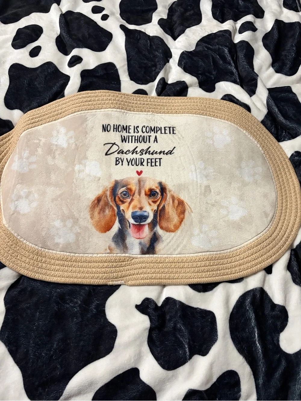 Dachshund Decorative Door Mat - Tan & Beige